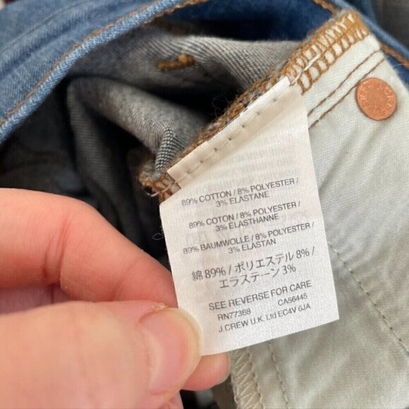 NEW NWT J. CREW 8" Toothpick Jean Newcastle Wash Let Down Hem Ripped Skinny 25 - Picture 10 of 12